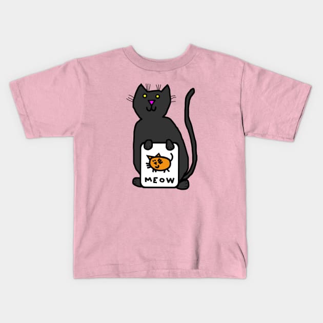 Cute Cat Self Portrait Kids T-Shirt by ellenhenryart